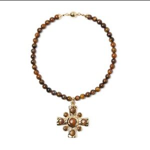 Who What Wear Hammered Tigers Eye Necklace